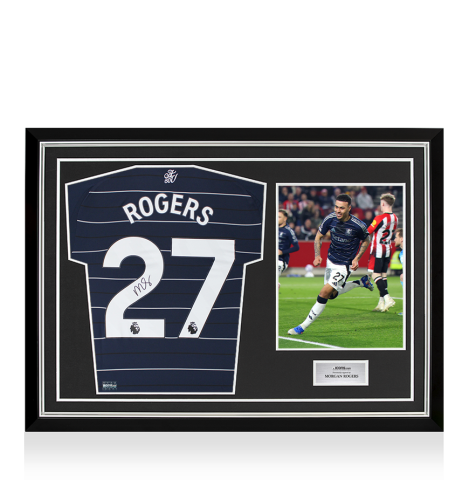 Morgan Rogers Back Signed Aston Villa 2024-25 Third Shirt In Hero Frame: Option 1
