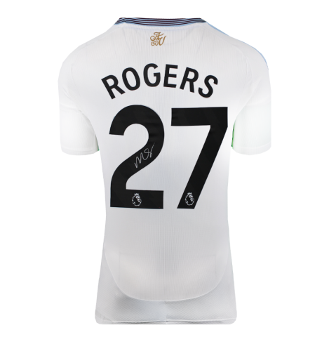 Morgan Rogers Back Signed Aston Villa 2024-25 Away Shirt In Deluxe Packaging