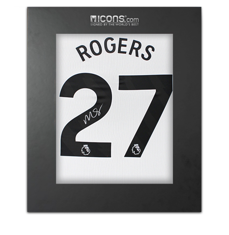 Morgan Rogers Back Signed Aston Villa 2024-25 Away Shirt In Deluxe Packaging