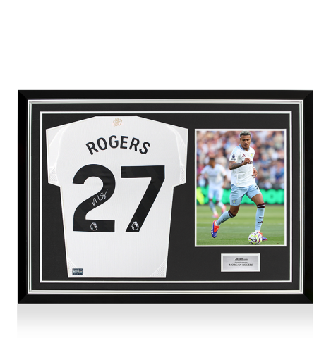 Morgan Rogers Back Signed Aston Villa 2024-25 Away Shirt In Hero Frame: Option 1