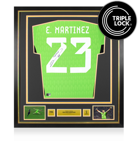 Emiliano Martinez Official 2022 FIFA World Cup™ Back Signed and Framed Argentina 2022 Goalkeeper Shirt 
