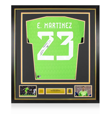 Emiliano Martinez Official 2022 FIFA World Cup™ Back Signed and Framed Argentina 2022 Goalkeeper Shirt