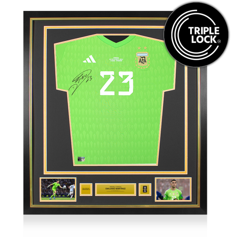 Emiliano Martinez Official 2026 FIFA World Cup™ Front Signed and Framed Argentina 2022 Goalkeeper Shirt