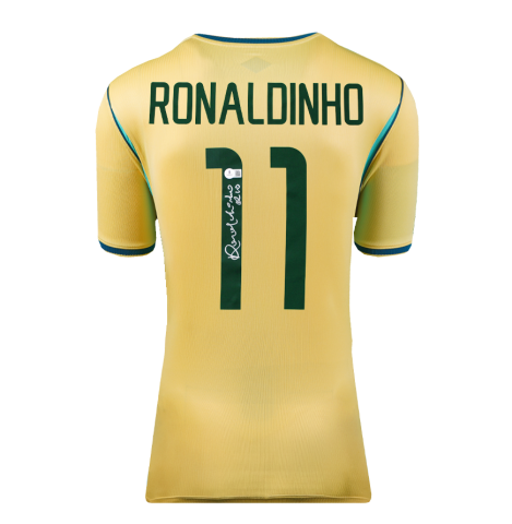 Ronaldinho Official FIFA World Cup™ Back Signed Brazil 2026 Home Shirt In Deluxe Packaging