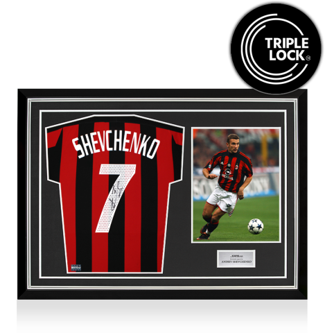 Andriy Shevchenko Back Signed AC Milan 2003-04 Home Shirt In Hero Frame: Option 1