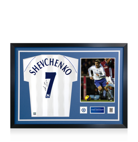 Andriy Shevchenko Official Chelsea FC Signed and Framed Chelsea 2006-07 Player Issue Away Shirt 