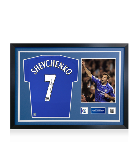 Andriy Shevchenko Official Chelsea FC Signed and Framed Chelsea 2006-08 Home Shirt 