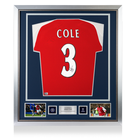 Ashley Cole Official UEFA Champions League Back Signed and Framed Arsenal Shirt 2024-25 Home Shirt Ashley Cole Official UEFA Champions League Back Signed and Framed Arsenal Shirt 2024-25 Home Shirt