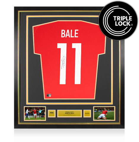 Gareth Bale Official FIFA World Cup™ Back Signed and Framed Wales 2016-17 Home Shirt 