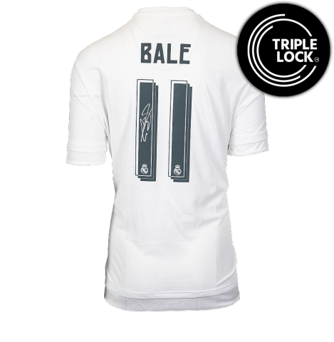 Gareth Bale Back Signed Real Madrid 2015-16 Home Shirt In Deluxe Packaging