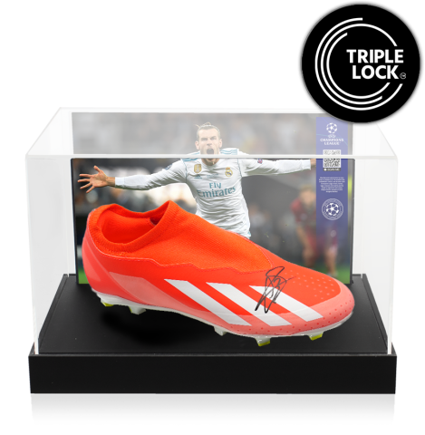 Gareth Bale Official UEFA Champions League Signed Adidas X Football Boot In Photo Acrylic Case: Option 1