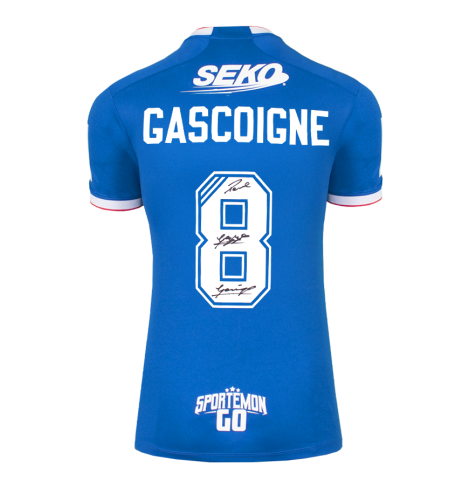 Paul Gascoigne Back Signed Rangers 2022-23 Home Shirt In Deluxe Packaging