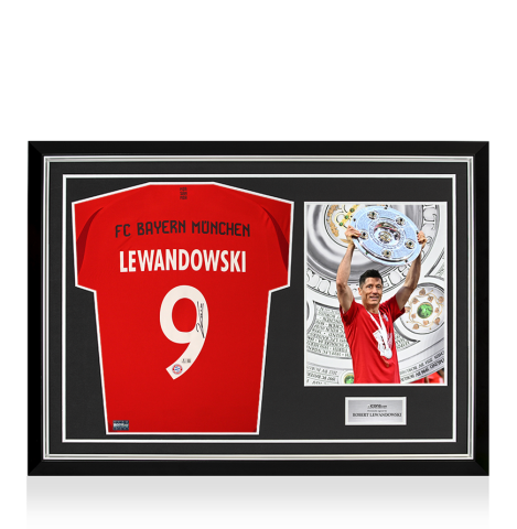 Robert Lewandowski Back Signed FC Bayern Munich 2024-25 Home Shirt In Hero Frame: Option 1