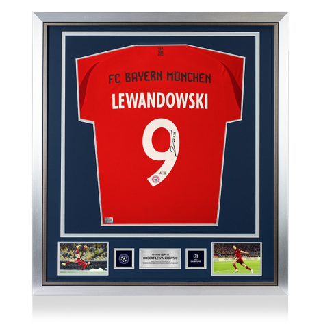 Robert Lewandowski Official UEFA Champions League Back Signed and Framed FC Bayern Munich 2024-25 Home Shirt