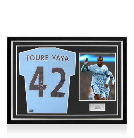 Yaya Toure Back Signed Manchester City 2024-25 Home Shirt In Hero Frame: Option 1