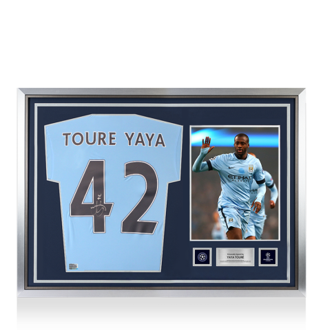 Yaya Toure Official UEFA Champions League Back Signed and Hero Framed Manchester City 2024-25 Home Shirt