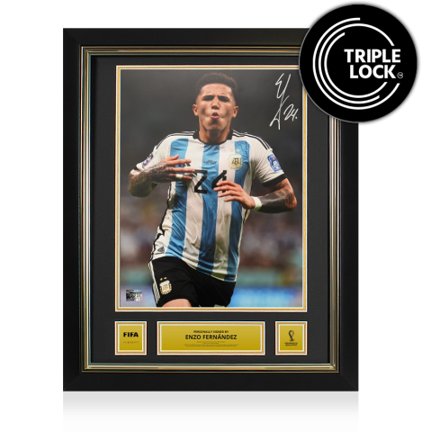 Enzo Fernandez Official 2022 FIFA World Cup™ Signed and Framed Argentina Photo: 2022 FIFA World Cup Goal vs Mexico