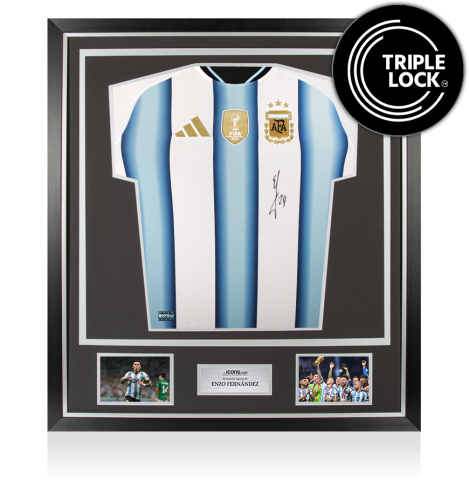 Enzo Fernandez Front Signed Argentina 2026 Home Shirt In Classic Frame