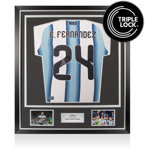 Enzo Fernandez Back Signed Argentina 2026 Home Shirt In Classic Frame