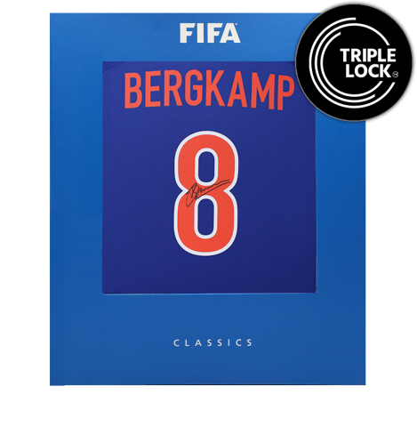 Dennis Bergkamp Official FIFA World Cup™ Back Signed Netherlands 1998-00 Away Shirt In Deluxe Packaging