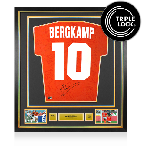 Dennis Bergkamp Official FIFA World Cup™ 1994 Back Signed and Framed Netherlands 1994 Home Shirt