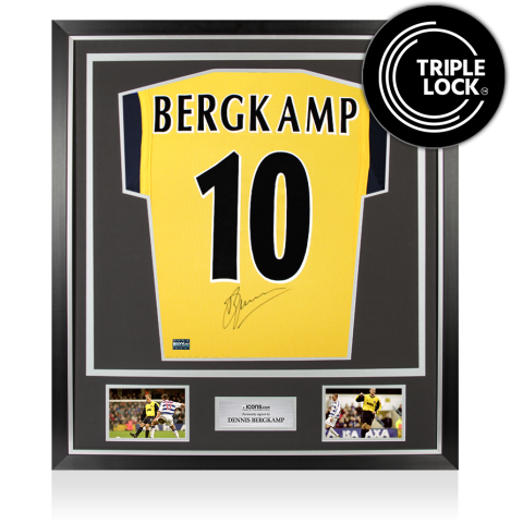 Dennis Bergkamp Back Signed Arsenal 1999-01 Away Shirt In Classic Frame
