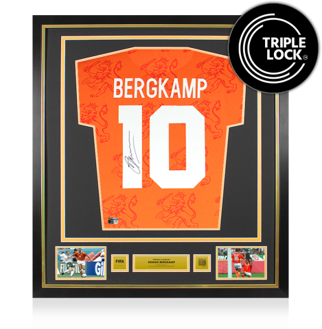 Dennis Bergkamp Official 1994 FIFA World Cup™ Back Signed and Framed Netherlands 1994 Home Shirt 