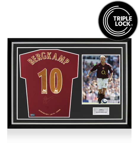 Dennis Bergkamp Back Signed Arsenal 2005-06 Home Shirt In Hero Frame: Option 1