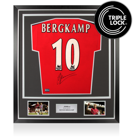 Dennis Bergkamp Back Signed Arsenal 2000-01 Home Shirt In Classic Frame