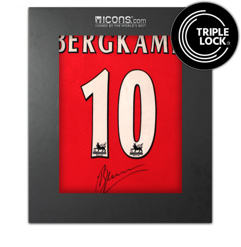 Dennis Bergkamp Back Signed Arsenal 2000-01 Home Shirt In Deluxe Packaging
