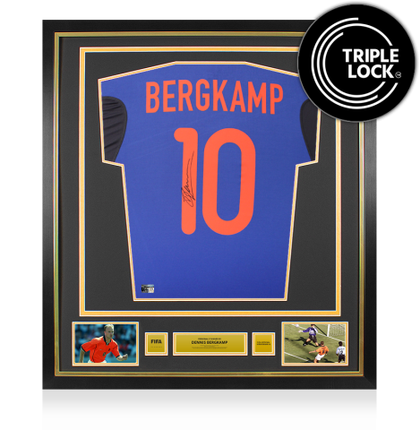 Dennis Bergkamp Official FIFA World Cup™ Back Signed and Framed Netherlands 2000-02 Away Shirt