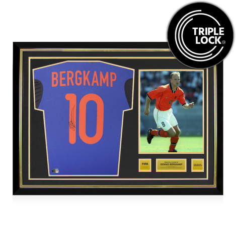 Dennis Bergkamp Official FIFA World Cup™ Back Signed and Hero Framed Netherlands 2000-02 Away Shirt