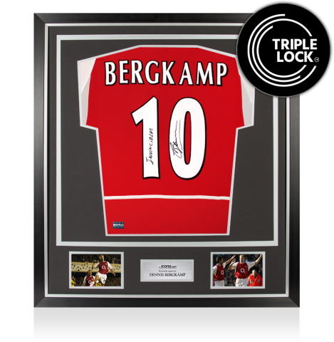 Dennis Bergkamp Back Arsenal 2002-04 Home Shirt - Invincibles Inscription In Classic Frame