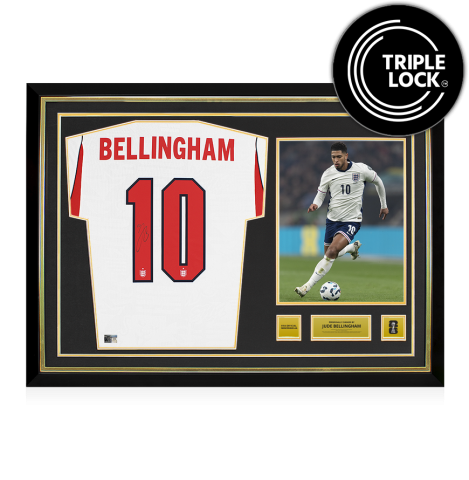 Jude Bellingham Official 2026 FIFA World Cup™ Back Signed and Hero Framed England 2026 Home Shirt