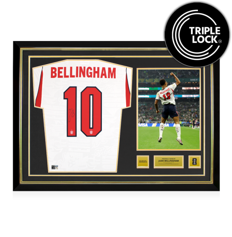 Jude Bellingham Official 2026 FIFA World Cup™ Back Signed and Hero Framed England 2026 Home Shirt