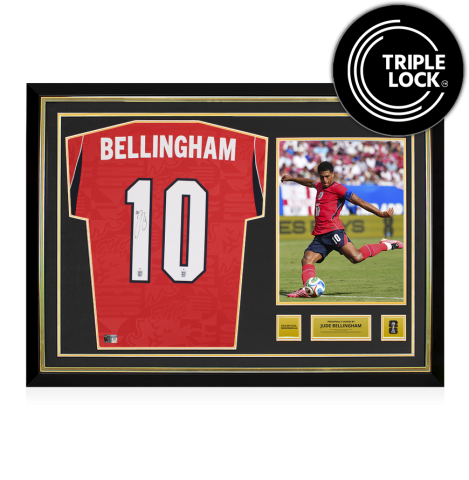 Jude Bellingham Official 2026 FIFA World Cup™ Back Signed and Hero Framed England 2026 Away Shirt