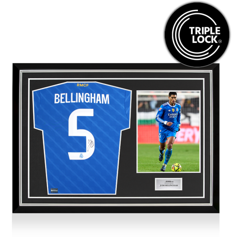 Jude Bellingham Back Signed Real Madrid 2025-26 Third Shirt In Hero Frame: Option 1