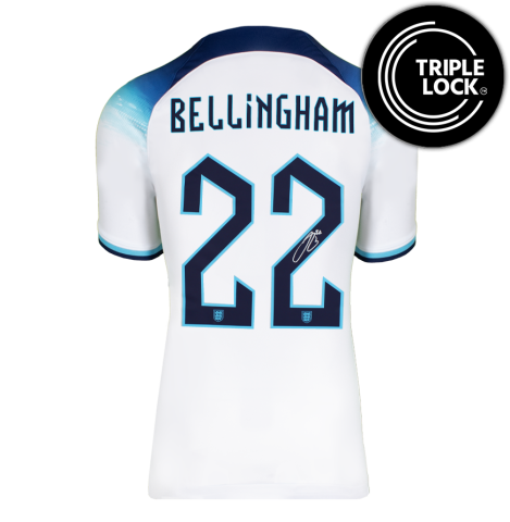Jude Bellingham Official FIFA World Cup™ Back Signed England 2022 Home Shirt In Deluxe Packaging