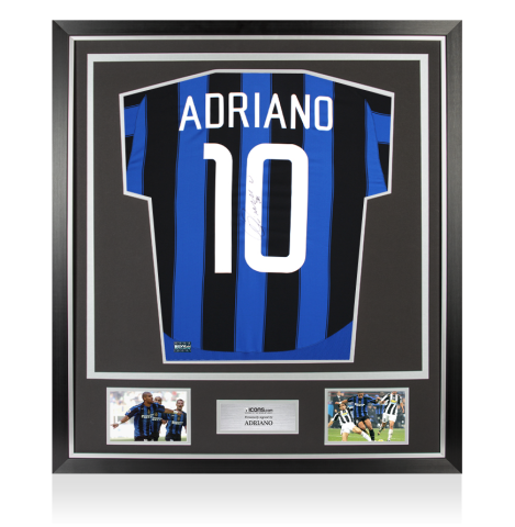 Adriano Back Signed Internazionale 2003-04 Home Shirt In Classic Frame