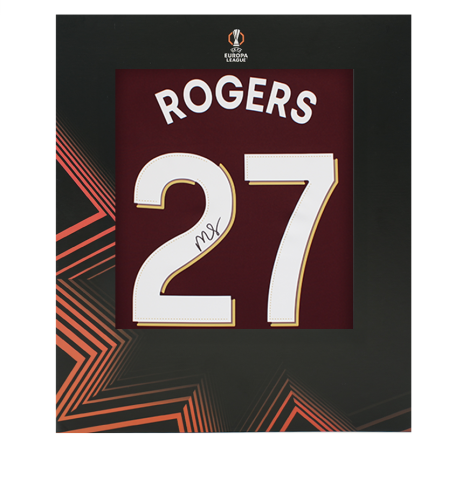 Morgan Rogers Official UEFA Europa League Back Signed Aston Villa 2025-26 Home Shirt In Deluxe Packaging