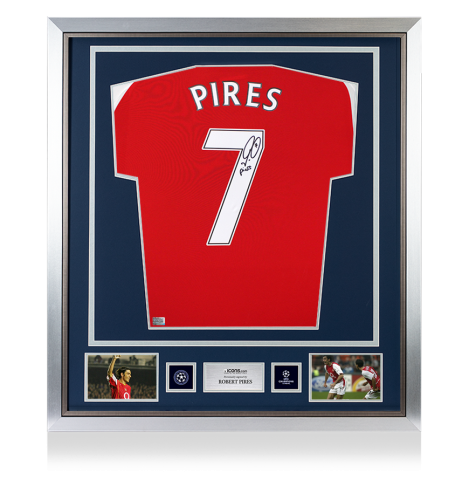 Robert Pires Official UEFA Champions League Back Signed and Framed Arsenal 2024-25 Home Shirt