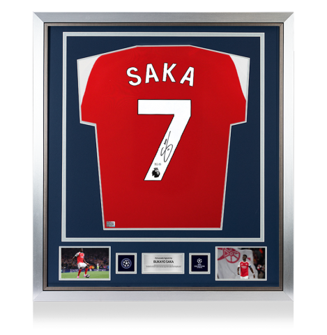 Bukayo Saka Official UEFA Champions League Back Signed and Framed Arsenal 2026-27 Home Shirt