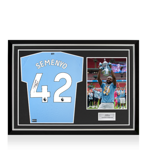 Antoine Semenyo Back Signed Manchester City 2025-26 Home Shirt  In Hero Frame: Option 1