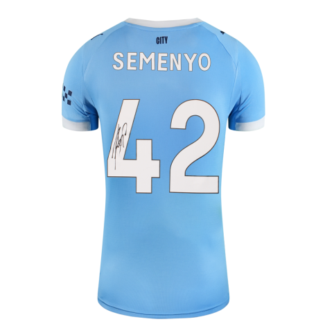 Antoine Semenyo Back Signed Manchester City 2025-26 Home Shirt In Deluxe Packaging