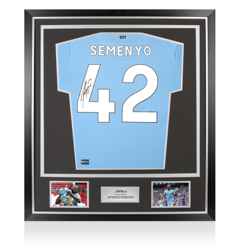 Antoine Semenyo Back Signed Manchester City 2025-26 Home Shirt In Classic Frame