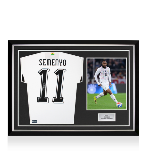 Antoine Semenyo Back Signed Ghana 2025-26 Home Shirt In Hero Frame: Option 1