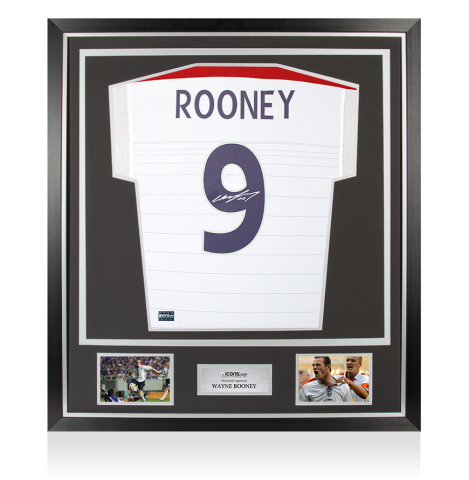 Wayne Rooney Back Signed England 2004-05 Home Shirt In Classic Frame