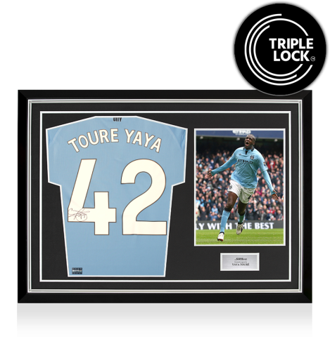 Yaya Toure Back Signed Manchester City 2025-26 Home Shirt In Hero Frame: Option 1