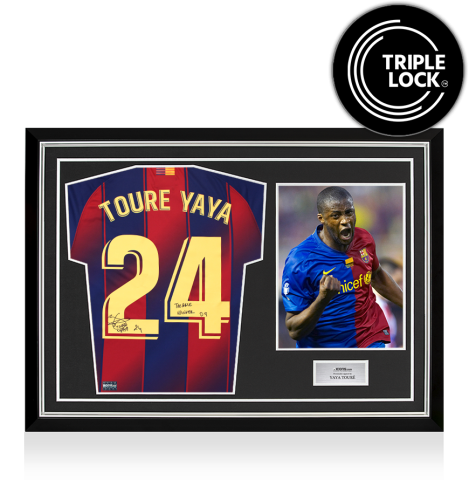 Yaya Toure Back Signed FC Barcelona 2025-26 Home Shirt: Treble Winner '09 Inscription In Hero Frame: Option 1