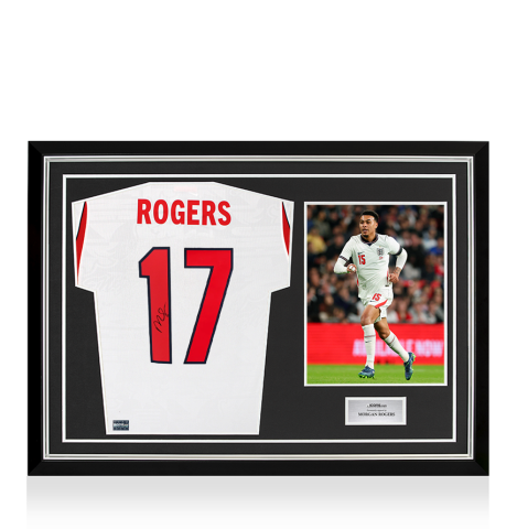 Morgan Rogers Back Signed Engand 2026 Home Shirt In Hero Frame: Option 1